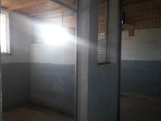 L'intérieur d'un box individuel, avec sa fenêtre grillagée